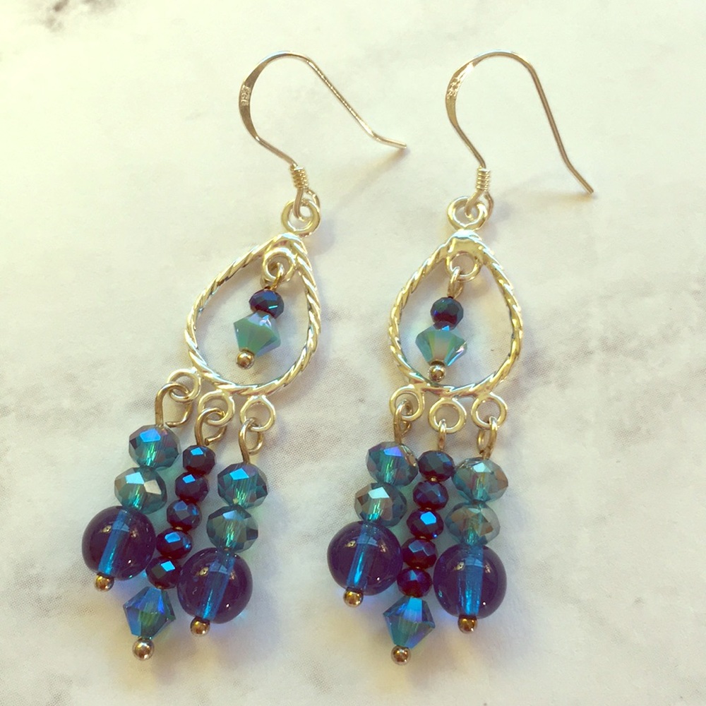 New Sterling silver & Swarovski crystal earrings - Picture 5 of 8